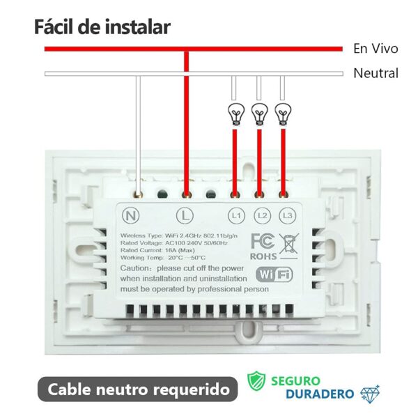 EASYTAO INTERRUPTOR INTELIGENTE WIFI 1 VIA CON NEUTRO (ET-ZNKG-2G01) - Image 7